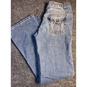 Crest Jeans Women's‎ 5/6 Blue Denim Faded Stretch Grunge Americana Bootcut Leg